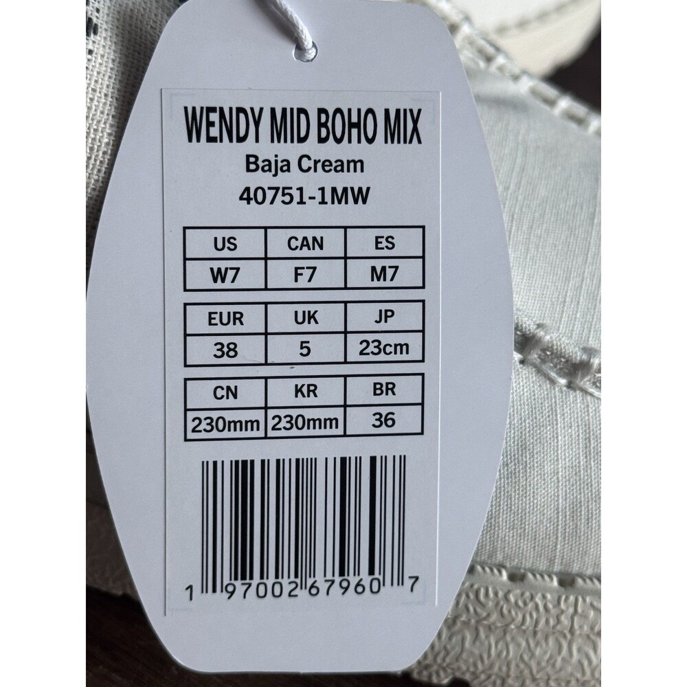 Women’s Size 7 Hey Dude Wendy Mid Boho Mix Baja Cream 40751-1MW NIB - Picture 7 of 8